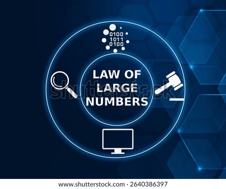 law of large numbers tech concept.A statistical theorem that states as the size of a sample increases, the sample mean gets closer to the population mean.