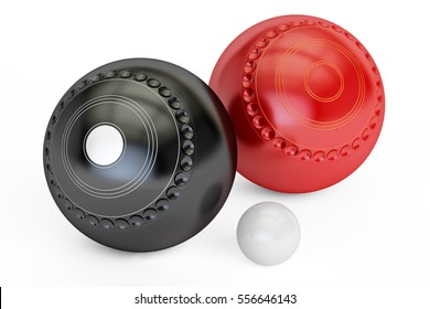 Lawn Bowls And Jack, 3D Rendering Isolated On White Background