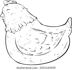Layer Hen Graphic Vector from Chicken Farm Collection, Black and White Illustration for Design of Products Printing and Web