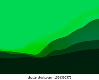 Layered mountains against green