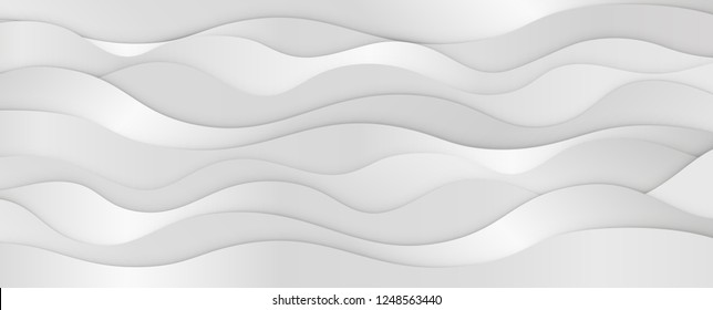 Layered Paper Art Waves Background. Metal Plates Concept. 3D Origami Style Design