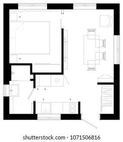 Layout Small Country House Plan Stock Illustration 1071506816