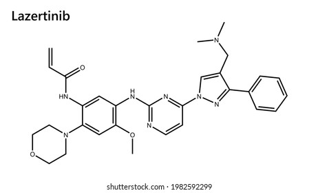 Lazertinib, is an oral active, highly potent, mutant-selective and irreversible EGFR Tyrosine-kinase inhibitor.Used for patients with brain metastasis due to blood brain barrier (BBB) penetration.