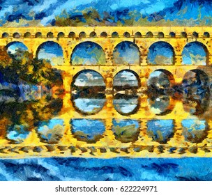 Le Pont Du Gard Roman Aqueduct In France