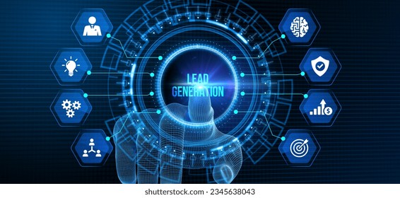 Lead Generation. Finding and identifying customers for your business products or services. Finance concept. 3d illustration