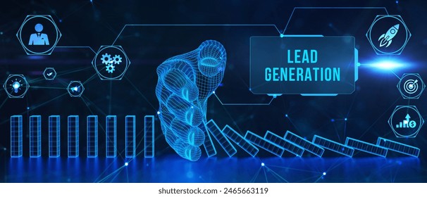 Lead Generation. Finding and identifying customers for your business products or services. Finance concept. 3d illustration