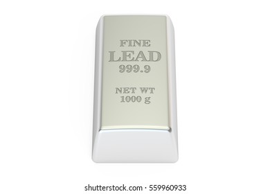 Lead Ingot, 3D Rendering Isolated On White Background