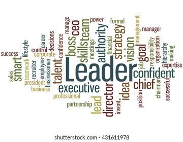 Leader Word Cloud Concept On White Stock Illustration 431611978 ...