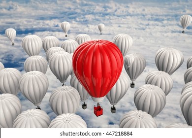 leadership concept with 3d rendering red hot air balloon