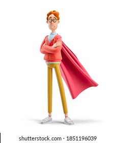 Leadership Concept. Nerd Larry Is A Superhero. 3d Illustration.