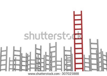 leadership concept red ladder among greyのイラスト素材 307025888