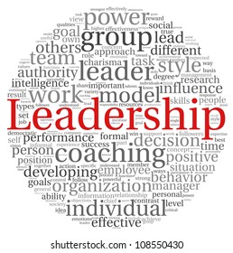 Leadership concept in word tag cloud on white background