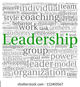Leadership concept in word tag cloud on white background