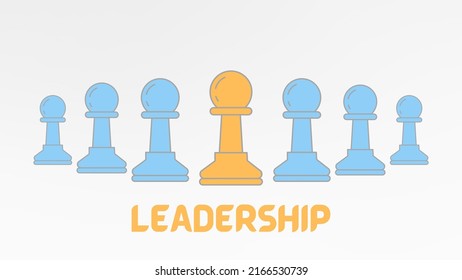 Leadership Minimal Concept With Chess Pawns. Proactive, Taking Initiative And Good Leader Inspires With His Actions And Spirit.