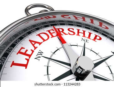 leadership red word indicated by compass conceptual image on white background