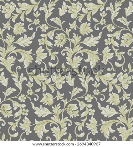 Leaf and Flower pattern trendy print design, background, texture, tile, wall print, textile print
