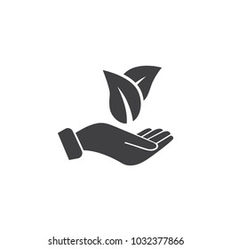 Leaf On The Hand Icon On White Background