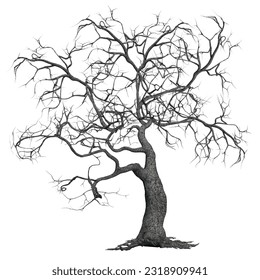Leafless tree on a white background. Convenient to cut to assemble in other works.
