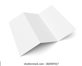 Leaflet Blank Trifold Paper Brochure Mockup Isolated On White Background