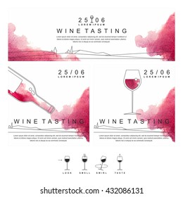 Leaflet Wine Tasting Watercolor