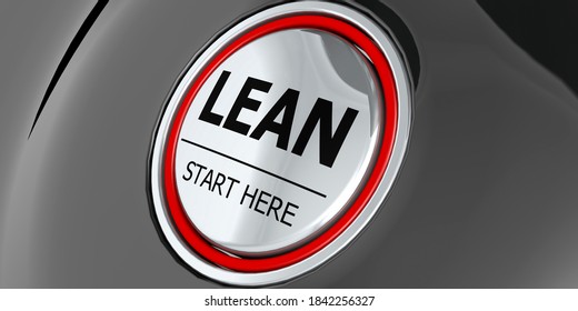 Lean start here button on black background, 3d rendering