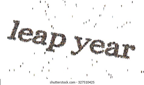 Leap Year Words. Crowd From Above.