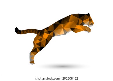 Leaping Tiger From Polygons