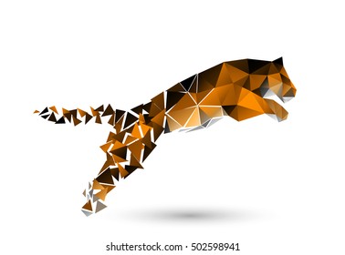 Leaping Tiger From Polygons