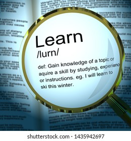 Learn concept icon means to study and understand. Further education in a school or by coaching - 3d illustration
