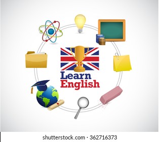 Learn English Education Icons Vector Illustration Stock Vector (Royalty ...