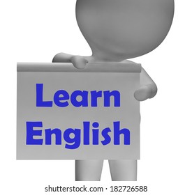 Learn English Sign Showing ESOL Or Second Language