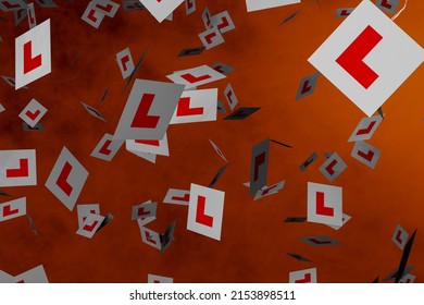 Learner Drivers L Plates, Learning to Drive in the United Kingdom. 3D Illustration - Powered by Shutterstock