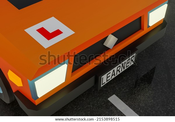 Learner Drivers L Plates, Learning to Drive\
in the United Kingdom. 3D\
Illustration