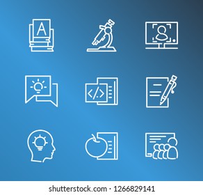 Learning icon set and academic book with education advisor, online course and enroll submit. Biotechnology related learning icon  for web UI logo design. - Powered by Shutterstock