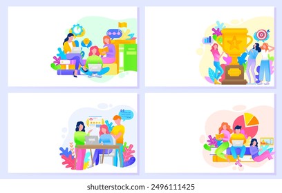 Learning is key to success, search for best solutions and data analysis set. People working on development of professional skills at job. Website or webpage template, landing page flat style - Powered by Shutterstock