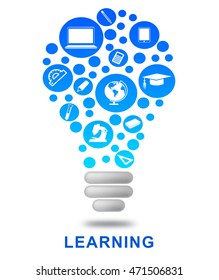 Learning Lightbulb Online Education Virtual Internet Lessons Means Web E-learning At College Or University Level Or Corporate Skills Coaching And Instruction