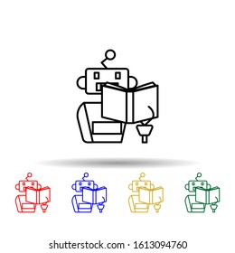 Learning Machine Read Book Multi Color Style Icon. Simple Thin Line, Outline Of Artifical Intelligence Icons For Ui And Ux, Website Or Mobile Application