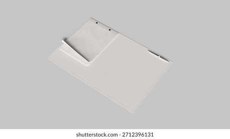Leather Notepad Folder Mockup with Open Writing Pad