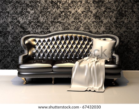 kuhle dekoration polstermoebel leder, leather sofa interior decoration wallpaper stock illustration, Innenarchitektur