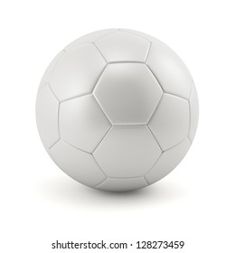 Leather White Football. Soccer Ball