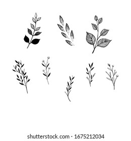 Little Branches Leaves Tiny Tattoo Style Stock Vector (Royalty Free ...