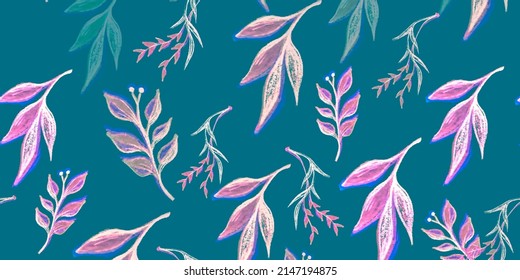 Leaves Flowers Tropical Sage Abstract Foliage Stock Illustration