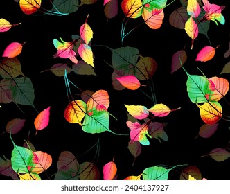 leaves mix repeat pattern on background alover textiles design 