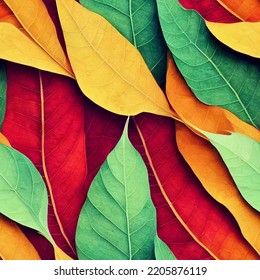 Leaves  pattern, 3D Rendering, 3D illustration. 