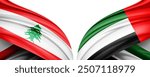 Lebanon and united arab emirates flag of silk-3D illustration