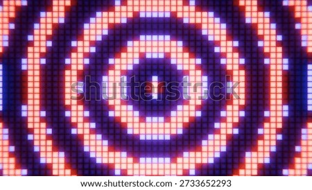 Led digital screen displaying abstract pixelated circles for retro background
