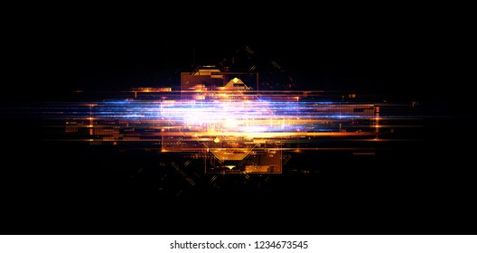 Led Light. Abstract effect. Future tech. Glare cubes. Digital cpu signal. Shine grid. Modern big data. Neon flare. Quantum computer net system. Magic code. Grid HUD lines. Web device. Blocks system.