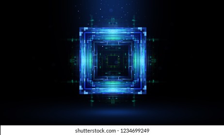 Led Light. Abstract effect. Future tech. Glare cubes. Digital cpu signal. 
Shine grid. Modern big data. Neon flare. Quantum computer net system. 
Magic code. Grid HUD lines. Web device. Blocks system.