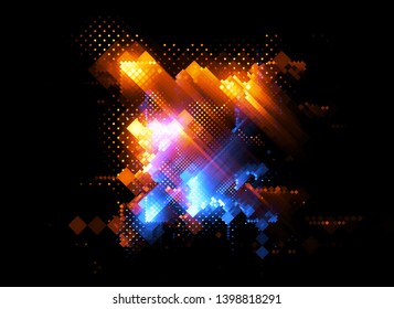 Led Light. Abstract effect. Future tech. Glare cubes. Digital cpu signal. 
Shine grid. Modern big data. Neon flare. Quantum computer net system. 
Magic code. Grid HUD lines. Web device. Blocks system.
