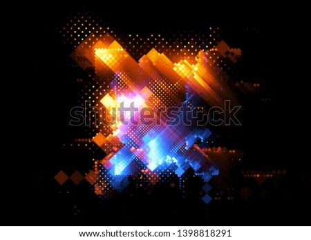 Led Light. Abstract effect. Future tech. Glare cubes. Digital cpu signal. 
Shine grid. Modern big data. Neon flare. Quantum computer net system. 
Magic code. Grid HUD lines. Web device. Blocks system.